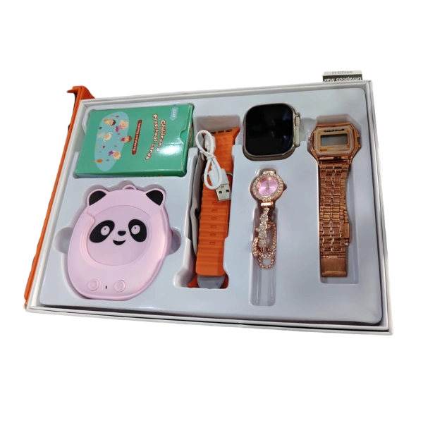 coffret family set s19 ultra 2 montre connectée, 2 bracelets silver orange, haut-parleur