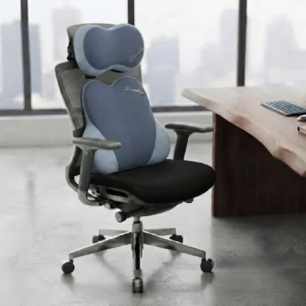 coussin ergonomique de siège auto et bureau 2en1 en mousse à mémoire de forme gris pour cou et dos