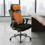 coussin ergonomique de siège auto et bureau 2en1 en mousse à mémoire de forme orange pour cou et dos