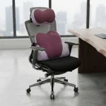 coussin ergonomique de siège auto et bureau 2en1 en mousse à mémoire de forme violet pour cou et dos
