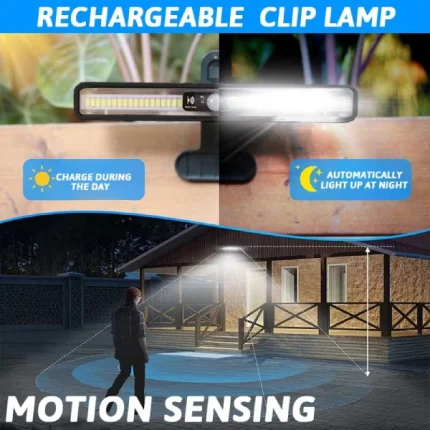 lampe solaire tube led à pince avec détecteur de mouvement 800lm 36led