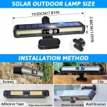 lampe solaire tube led à pince avec détecteur de mouvement 800lm 36led