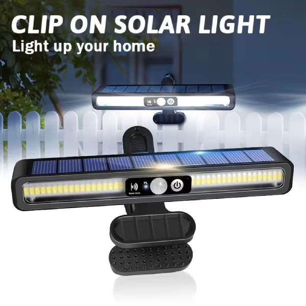 lampe solaire tube led à pince avec détecteur de mouvement 800lm 36led