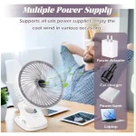mini ventilateur portable rechargeable usb silencieux 4en1 avec clip multi-support