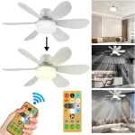 mini ventilateur de plafond à vis douille e27 éclairage led avec télécommande économique