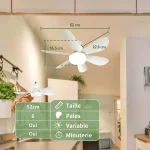 Mini Ventilateur de Plafond LED à Vis E27 avec Télécommande – Image 6