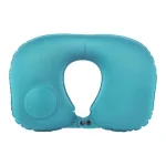 oreiller de voyage auto-gonflable en forme u turquoise