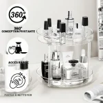 plateau tournant organisateur multi-usages maquillage épices rotatif 360° transparent 2 étages