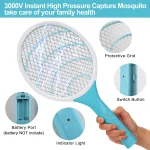 raquette électrique anti-insectes moustiques mouches à piles seenlast 3000v