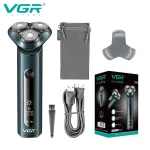 rasoir électrique professionnel rechargeable pour hommes vgr v-310, triple tête rotative, étanche IPX7