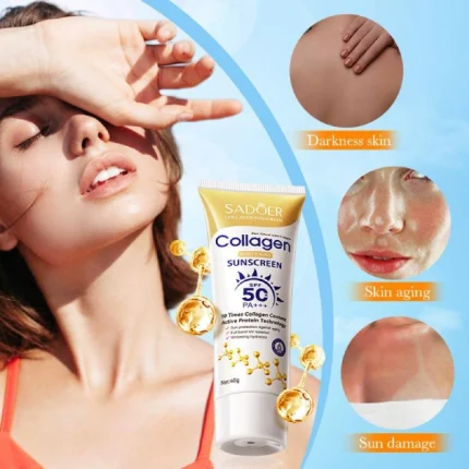 sadoer collagen sunscreen spf 50 crème solaire protectrice anti-age