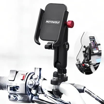 support de téléphone moto vélo universel 360° en aluminium motowolf