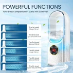 ventilateur colonne silencieux rafraichisseur d'air humidificateur avec écran led 50W