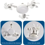 ventilateur de plafond lumineux intelligent pliable 2en1 à douille e26 e27 économique avec télécommande