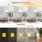 ventilateur de plafond 2en1 avec éclairage led réglable à douille bmonafy avec télécommande