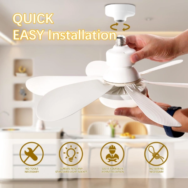 ventilateur de plafond 2en1 avec éclairage led réglable à douille bmonafy avec télécommande
