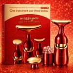 appareil de massage facial vibrant 3en1 à microcourant rouge pour lifting visage et thermothérapie