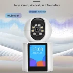 caméra de surveillance intérieure intelligente ip wifi vidéo 5mp hd avec écran ips 2.8" icsee