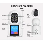 caméra de surveillance intérieure intelligente ip wifi vidéo 5mp hd avec écran ips 2.8" icsee