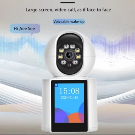 caméra de surveillance intérieure intelligente ip wifi vidéo 5mp hd avec écran ips 2.8" icsee
