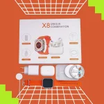 coffret cadeau high-tech 8en1 x8 smartwatch ultra, écouteurs bluetooth, chargeur rapide, chargeur sans fil magnétique