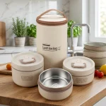 ensemble de 3 boîtes box à lunch isothermes en acier inoxydable avec sac