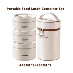 ensemble de 3 boîtes à lunch isothermes en acier inoxydable avec sac