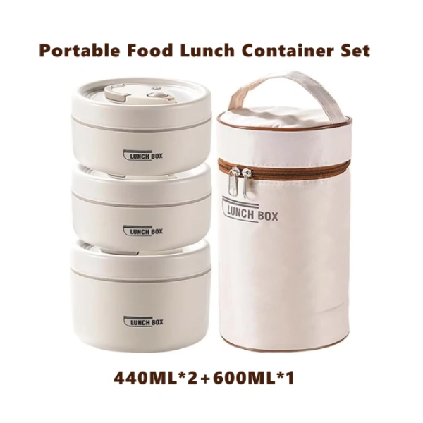 ensemble de 3 boîtes à lunch isothermes en acier inoxydable avec sac