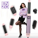 kit de coiffure professionnel 6en1 enzo en-4133 sèche-cheveux super et multistyler à air chaud