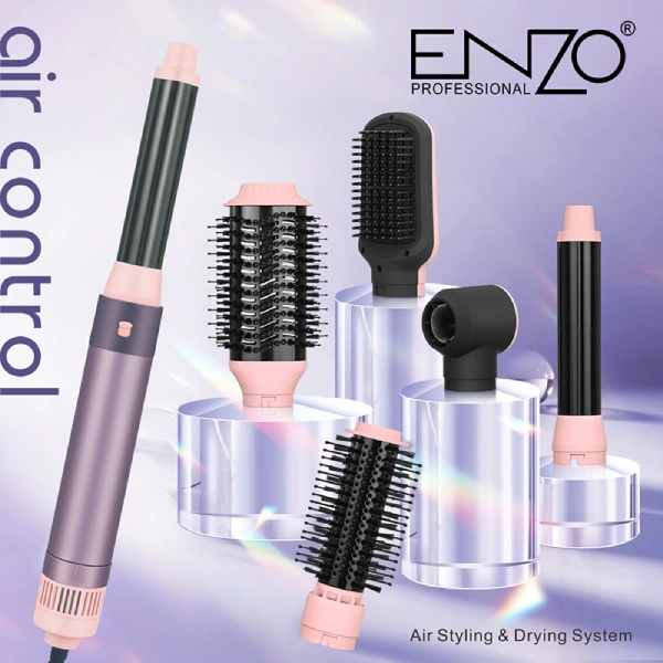kit de coiffure professionnel 6en1 enzo en-4133 sèche-cheveux super et multistyler à air chaud