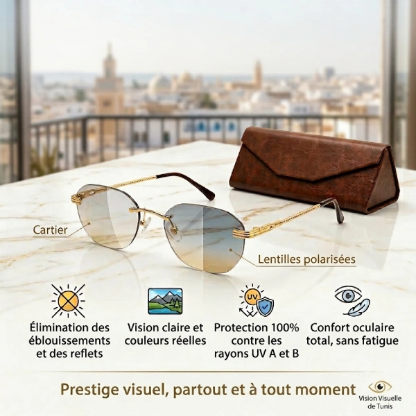 lunettes de soleil polarisées polaroid anti-uv pour homme style cartier