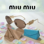 lunettes de soleil femme miu miu ovales sans monture petit monture rimless strass diamond marron-chocolat