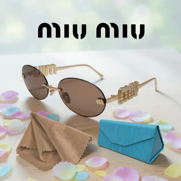 lunettes de soleil femme miu miu ovales sans monture petit monture rimless strass diamond marron-chocolat
