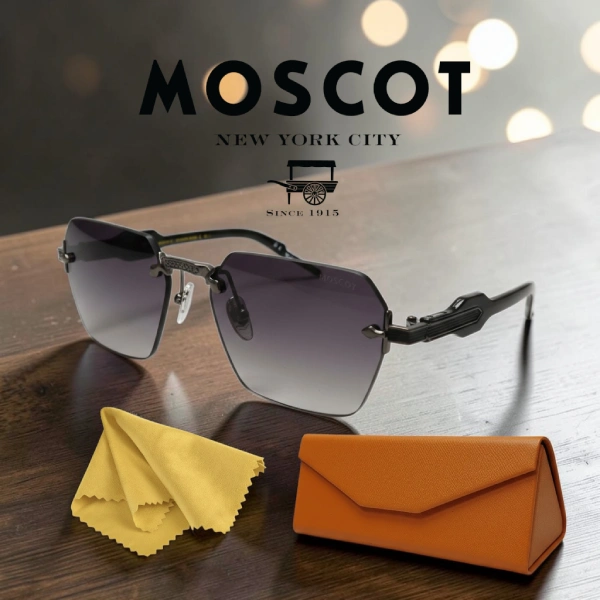lunettes de soleil moscot octogonal sans contour rimless gris dégradé