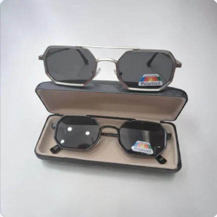lunettes de soleil polarisées hexagonales à monture géométrique moderne