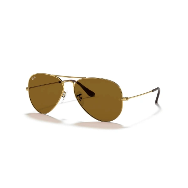 lunettes de soleil ray-ban aviator classic large métal marron-or