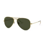 lunettes de soleil ray-ban aviator classic large métal vert-or