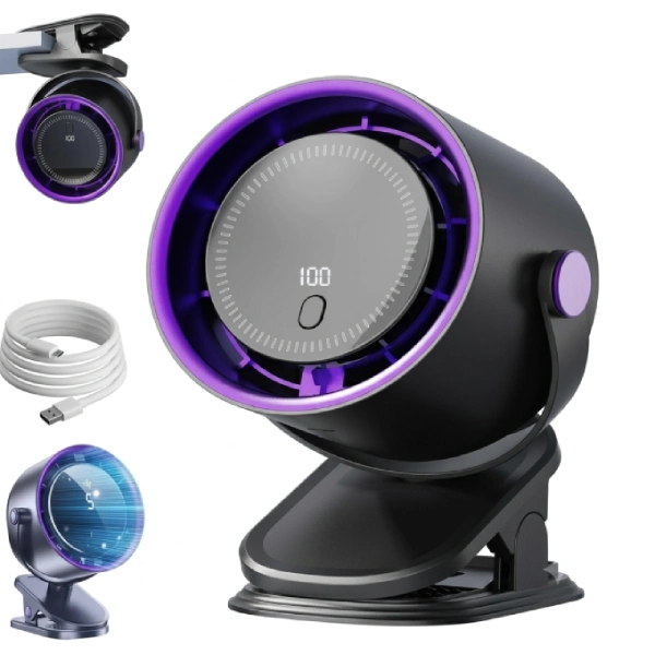 mini ventilateur de table mural silencieux 2en1 rechargeable usb avec écran led