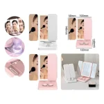 Miroir de Maquillage Pliable LED à 3 Volets – Éclairage Tactile & Lentilles Lavables – Image 5