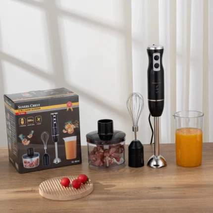 mixeur plongeant électrique multifonction 4en1 silver crest sc-8042 500w noir