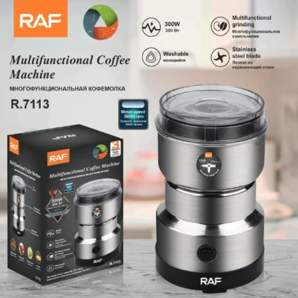 moulin à café et épices électrique broyeur multifonction en acier inoxydable raf r7113 300w 300g