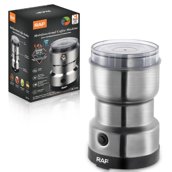 moulin à café et épices électrique broyeur multifonction en acier inoxydable raf r7113 300w 300g