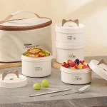 pack bento de 4 boites à lunch en acier inoxydable 4 couches avec sac isotherme