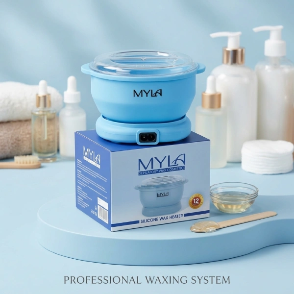 appareil chauffe-cire dépilatoire pliable en silicone myla bleu