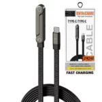 câble de données type usb-c vers usb-c charge ultra rapide 240w avec support téléphone pliable noir