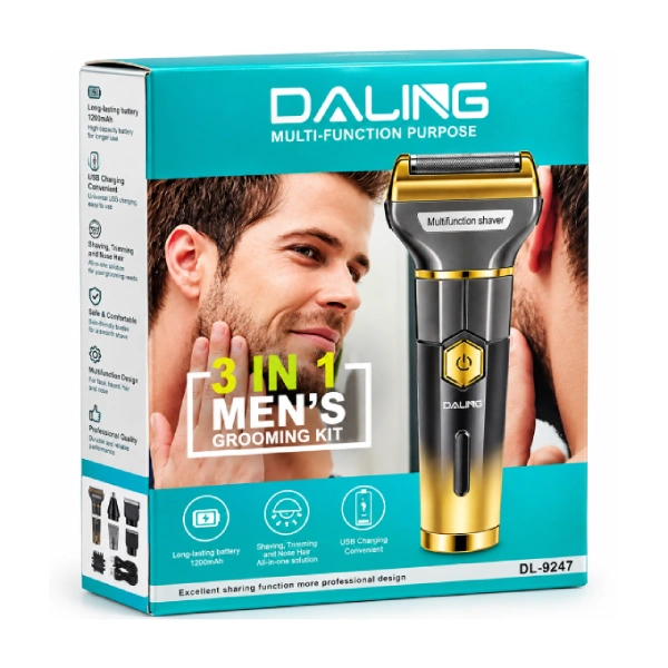 daling dl-9247 tondeuse rasoir cheveux barbe nez rechargeable multifonction 3en1