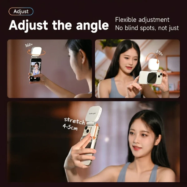lampe led magnétique pliable pour selfie streaming téléphone avec miroir de maquillage DY-06