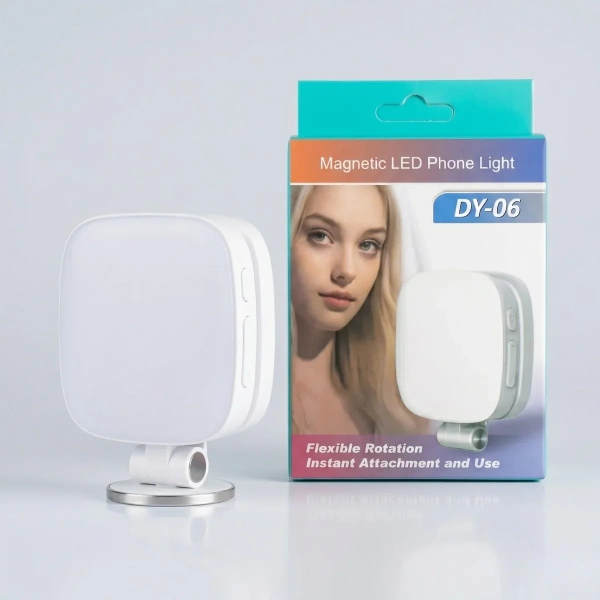 lampe led magnétique pliable pour selfie streaming téléphone avec miroir de maquillage DY-06