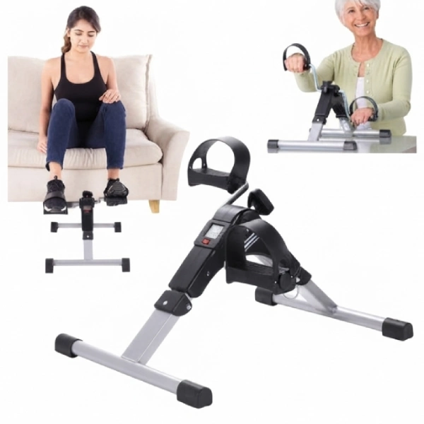 mini vélo pédalier d'exercice pliable 2en1 pour bras et jambes avec écran lcd