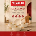 Batterie de Cuisine Céramique Antiadhésive Vivaldi Diamond Series – 7 Pièces - Crème – Image 2